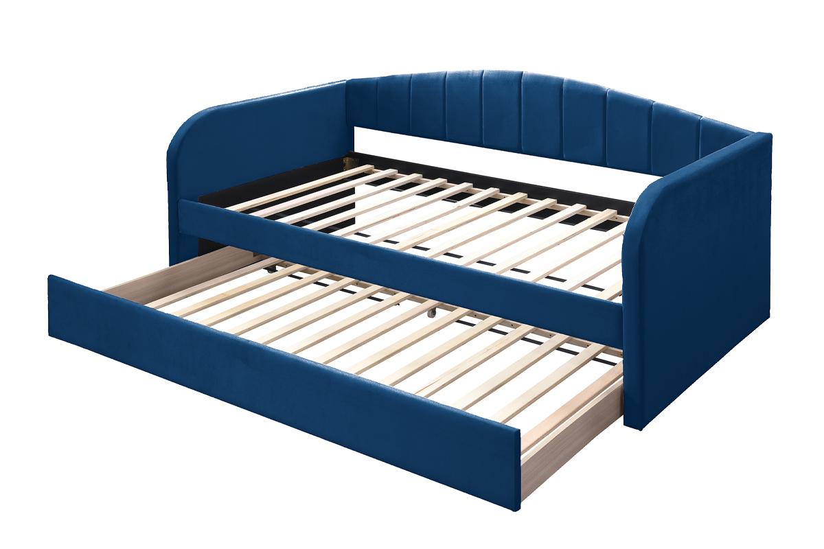Velvet Material Day Bed With Trundle
