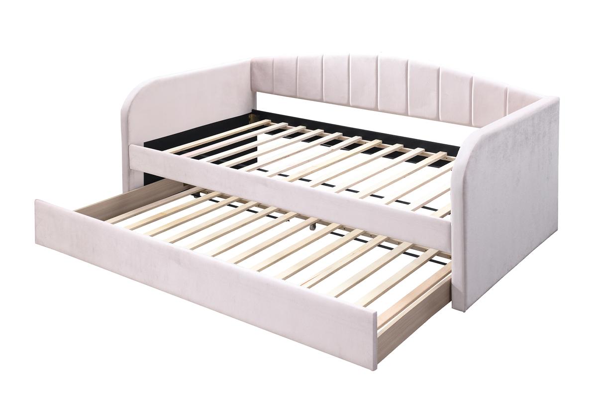 Velvet Material Day Bed With Trundle