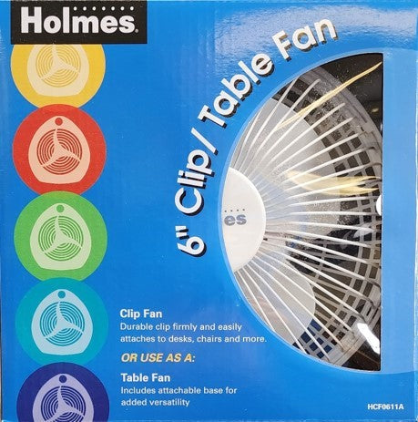 Holmes 6-inch 2-in-1 desk/clip fan-HCF0611AWM