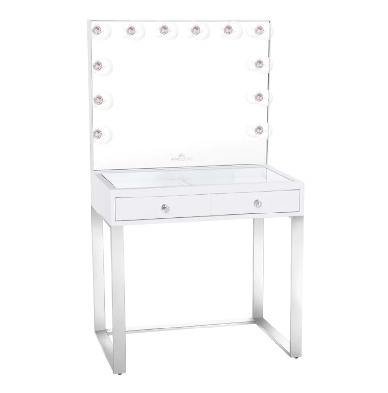 Mini SlayStation® Emma Vanity Table + Vanity Mirror Bundle- IVFT-SSEMM-WHT