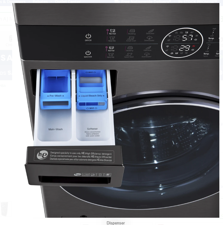 27 Inch Smart Electric Laundry Center with 4.5 cu. ft. Washer Capacity, 7.4 cu. ft. Dryer Capacity, WKEX200HBA