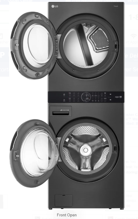27 Inch Smart Electric Laundry Center with 4.5 cu. ft. Washer Capacity, 7.4 cu. ft. Dryer Capacity, WKEX200HBA