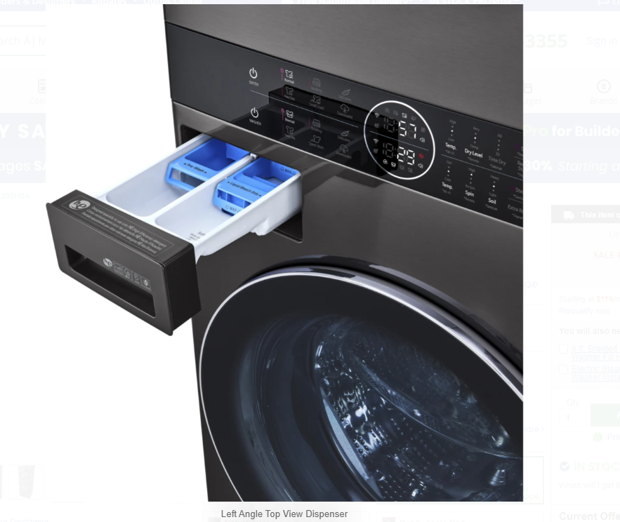 27 Inch Smart Electric Laundry Center with 4.5 cu. ft. Washer Capacity, 7.4 cu. ft. Dryer Capacity, WKEX200HBA