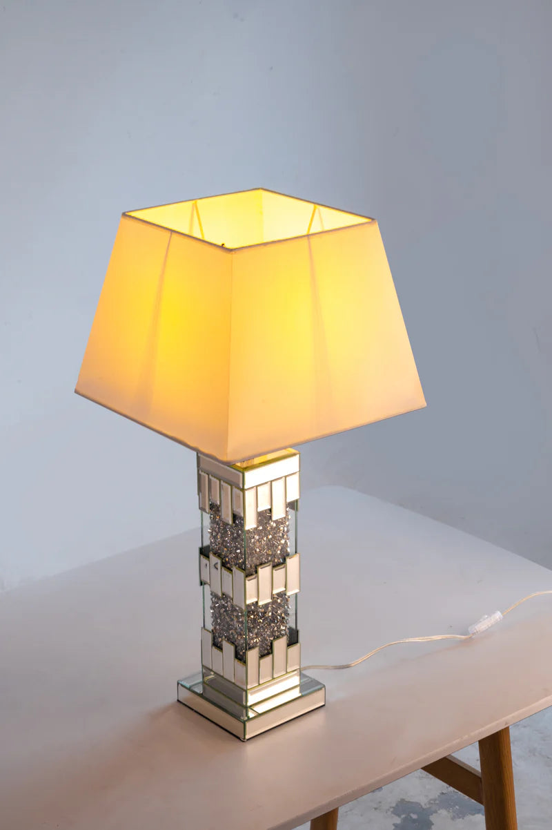 VANITII Crushed Diamond Mirrored Table Lamp X-T-TABLIT-01