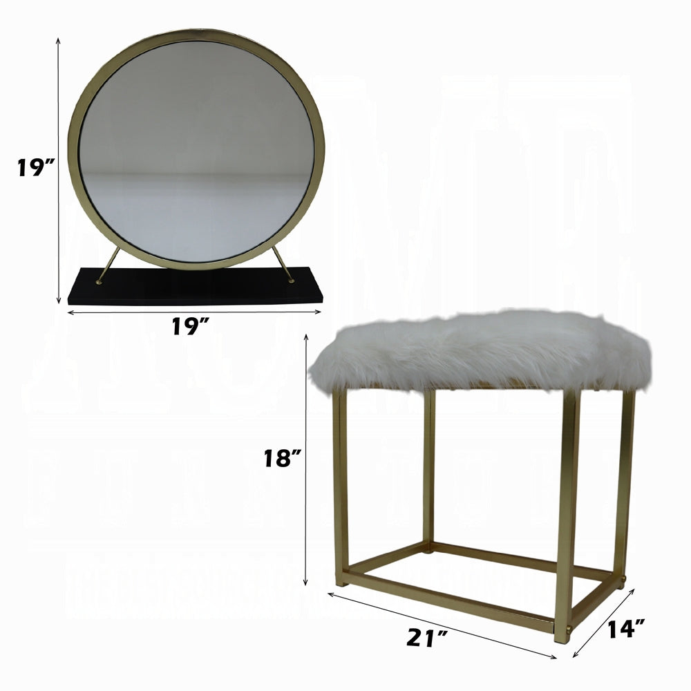 Adao Vanity Mirror & Stool