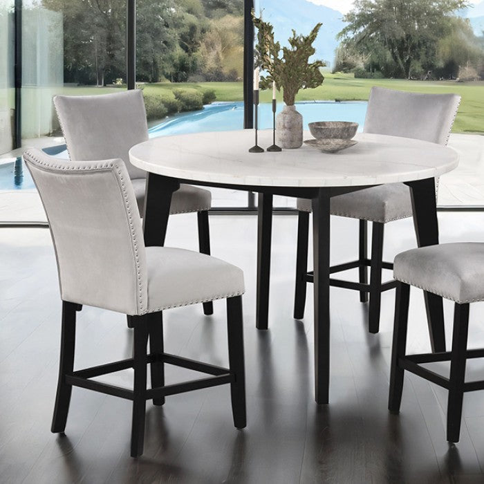 Sabro Round Counter Ht. Table W/4 Dining Chairs