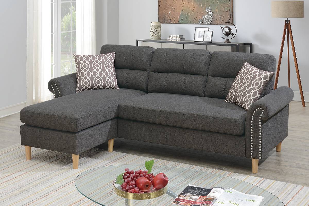 Reversible Sectional Set W/ 2 Accent Pillows - F6447/F6448
