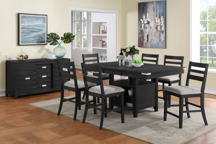 Palermo 7 Piece Black Pub Height Dining Set - VH2800-7PC