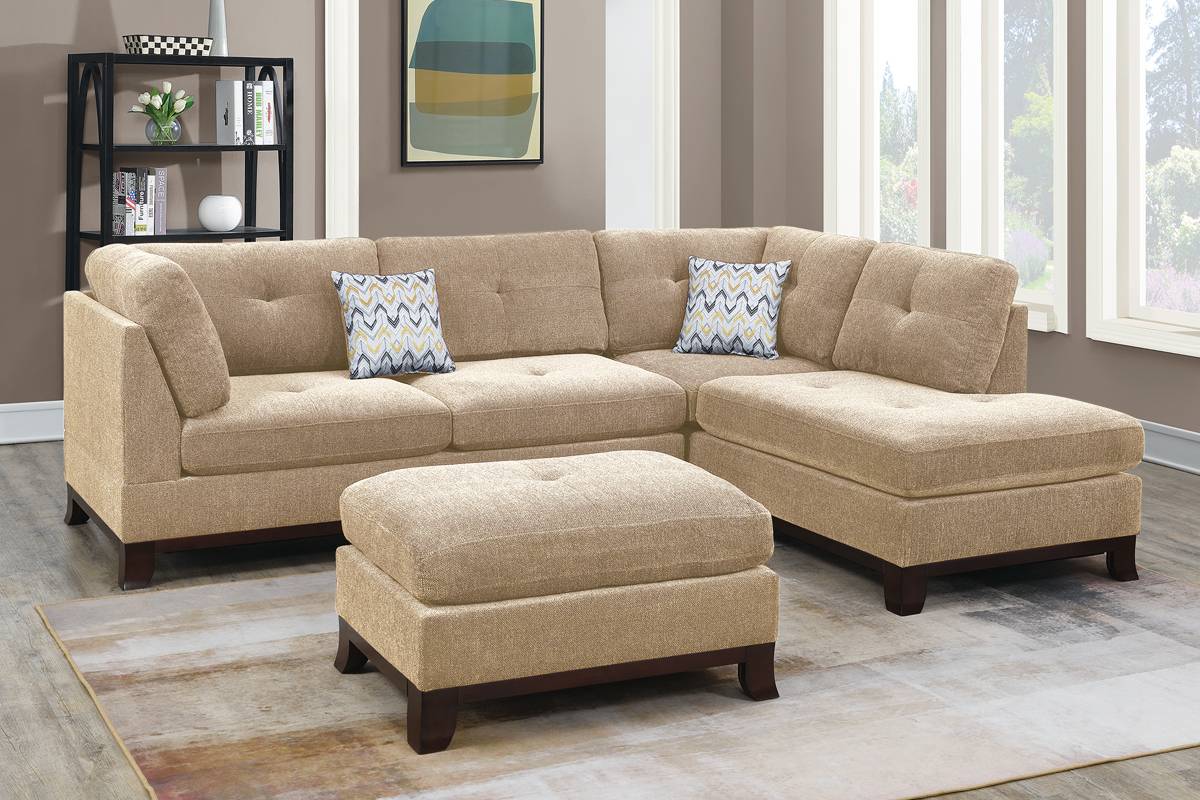 3-Pc Sectional W/2 Accent Pillow (Ottoman Included) - F6478