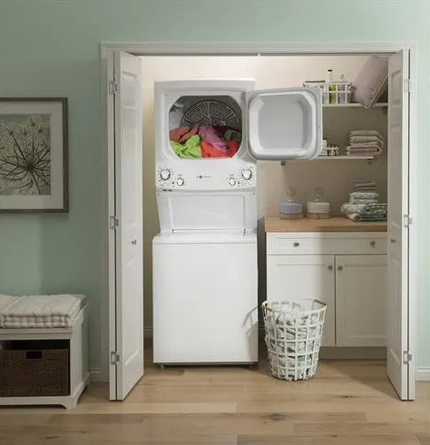 27 Inch Stackable Laundry Washer and Dryer -GUD27EESNWW
