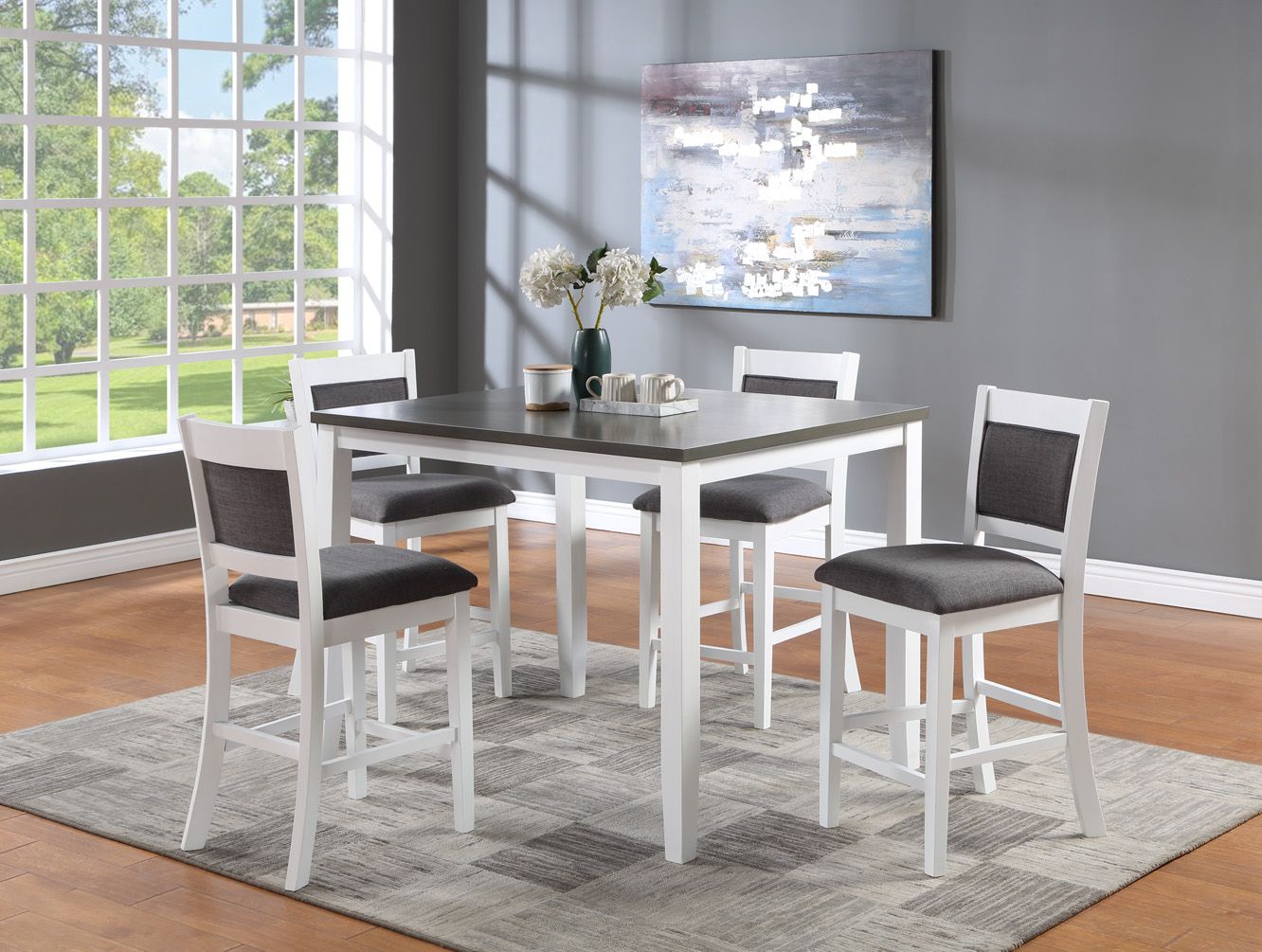 Coastal Crete 5 Piece Pub Height Dining Set - VH255-W