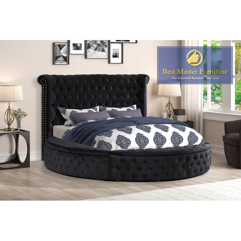 Velvet Upholstered Round Bed - YY138