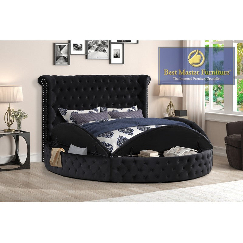 Velvet Upholstered Round Bed - YY138