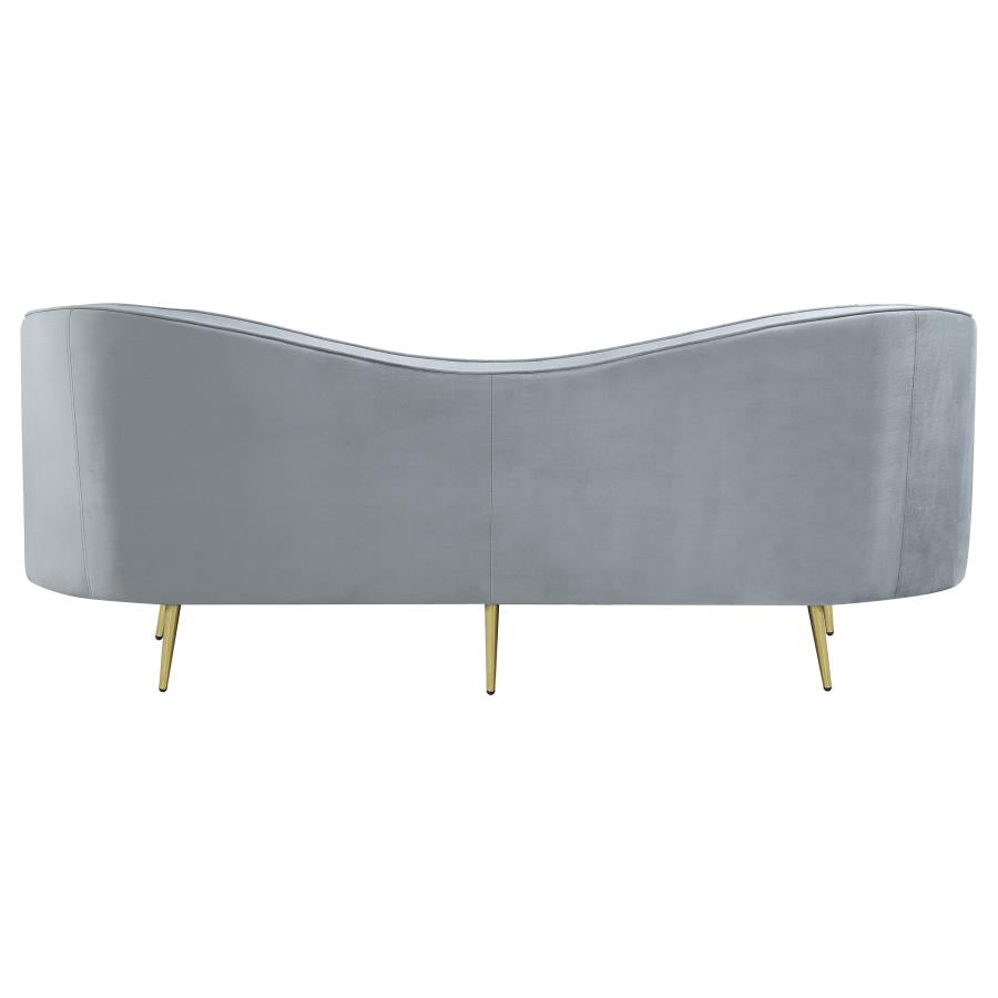 Sophia 2-piece Upholstered Living Room Set with Camel Back Grey and Gold- 506864-S2
