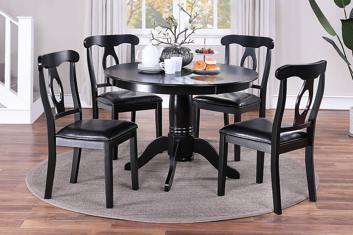 Poundex Black 5 Piece Dining Set - F2561