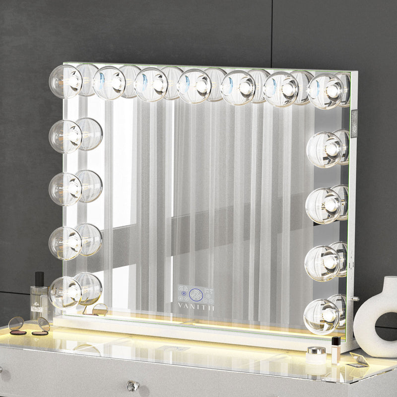 VANITII Marilyn Hollywood Vanity Mirror Pro Max - Tabletop or Wall Mount Vanity Mirror with 15 PCS G95FLM Bulbs   VNT-10080BT-O-WHT-BLK