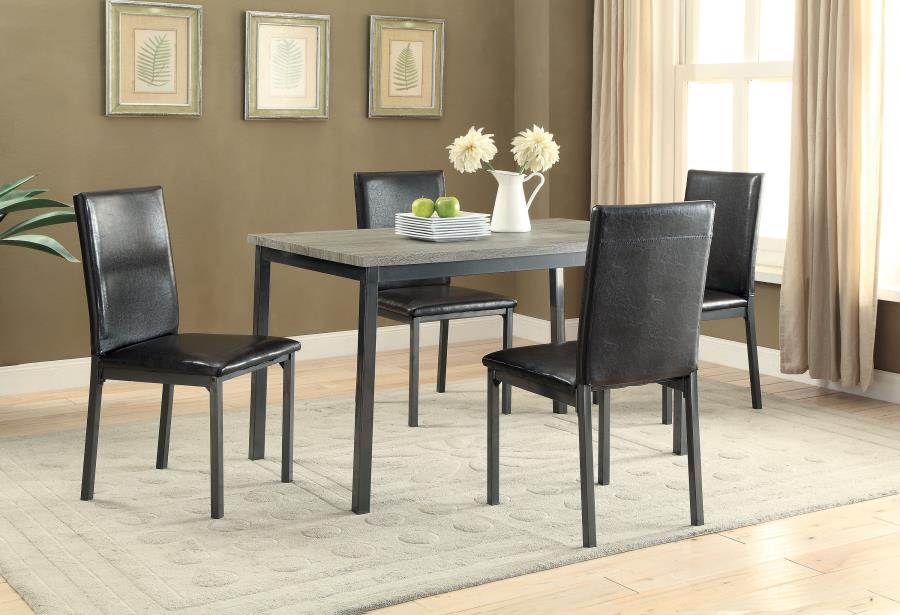 Garza 5-Piece Dining Room Set Weathered Grey And Black-100611-S5