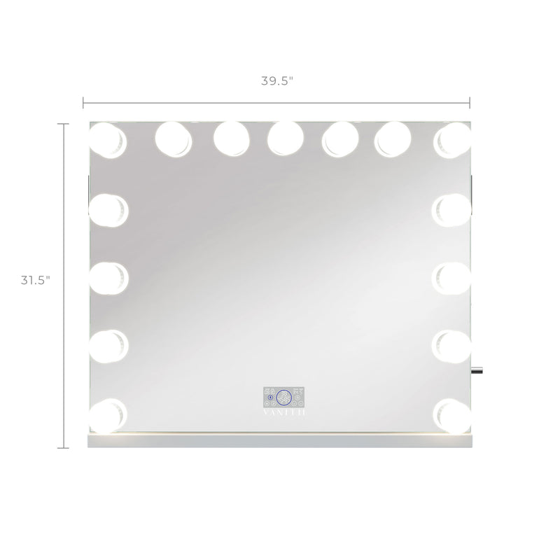 Marilyn Hollywood Vanity Mirror Pro Max - Tabletop or Wall Mount Vanity Mirror with 15 Dimmable LED Bulbs    VNT-10080BT-O-WHT