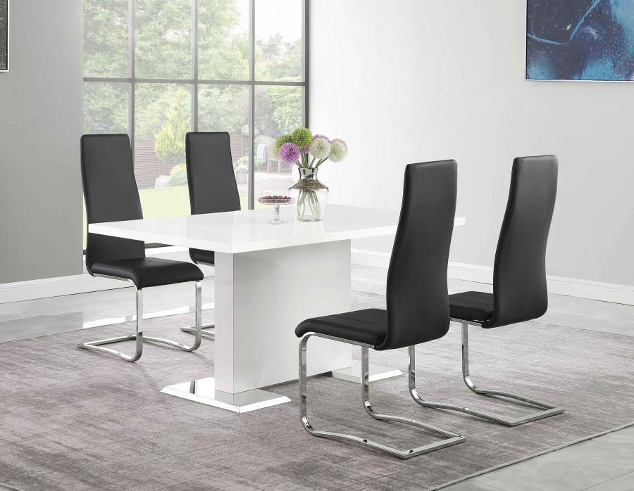 Anges 5-piece Dining Set White High Gloss and Black  -  102310-S5K