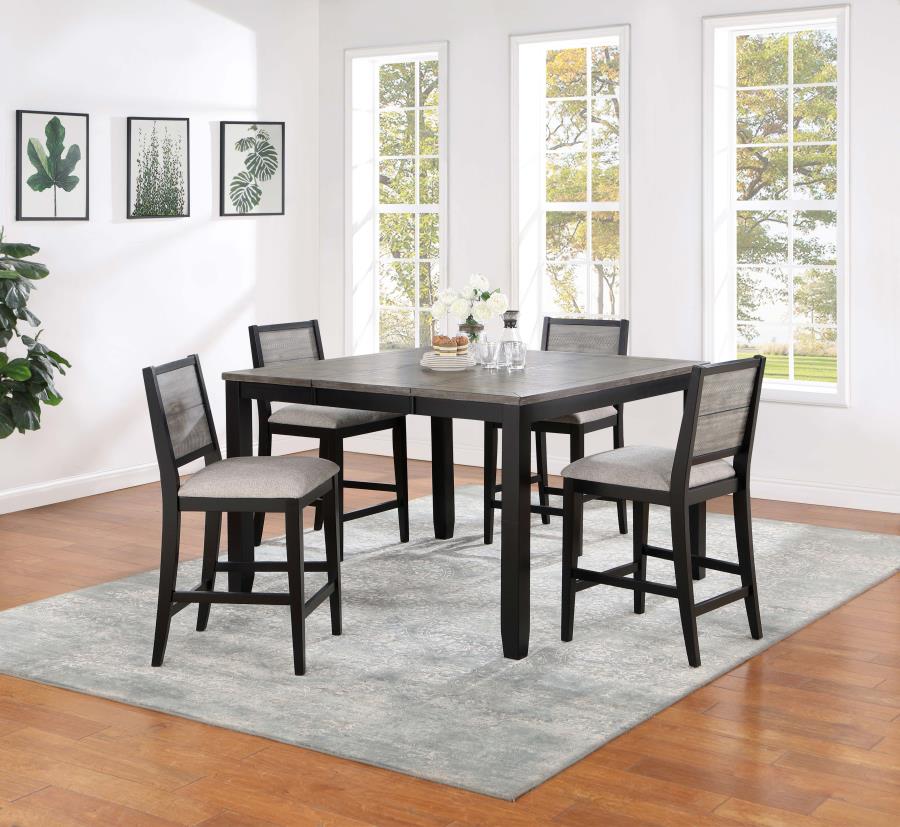 Elodie Counter Height Dining Table With Extension Leaf Grey And Black-121228-S5