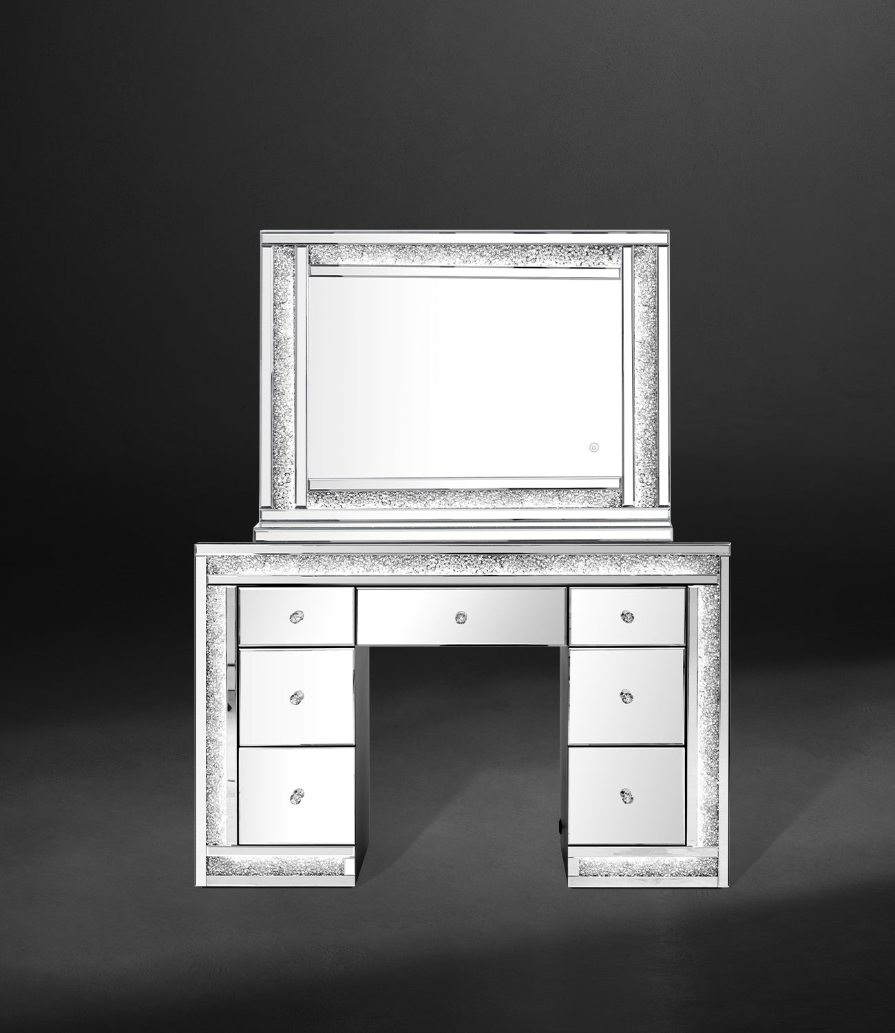 VANITII Crushed Diamonds LED Dressing Table   X-TAB-LED-02-1