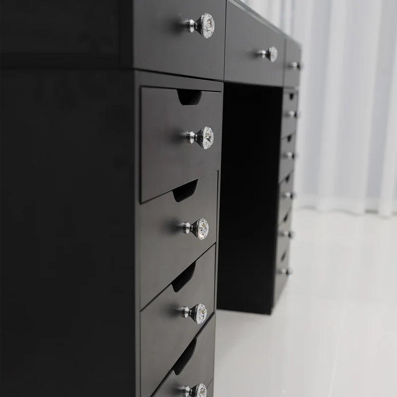 Eva Vanity Desk - 13 Storage Drawers -Black VNT-EVA-A01-BLK Eva Vanity Desk - 13 Storage Drawers -Black VNT-EVA-A01-BLK