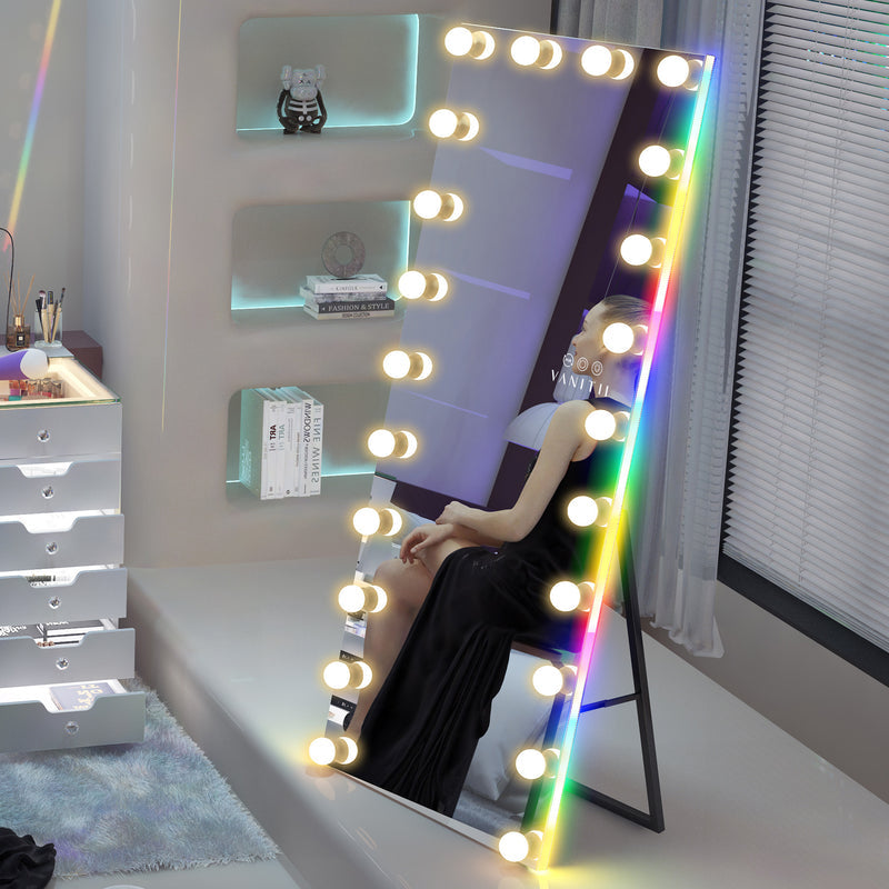 Hollywood Vanity Mirror - Full Length Vanity Mirror with RGB  VNT-16065-JMRGB-WHT