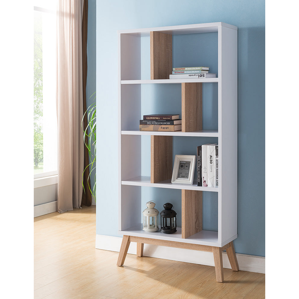 161664-3A BOOKCASE  WHITE3 & WEATHERED WHITE