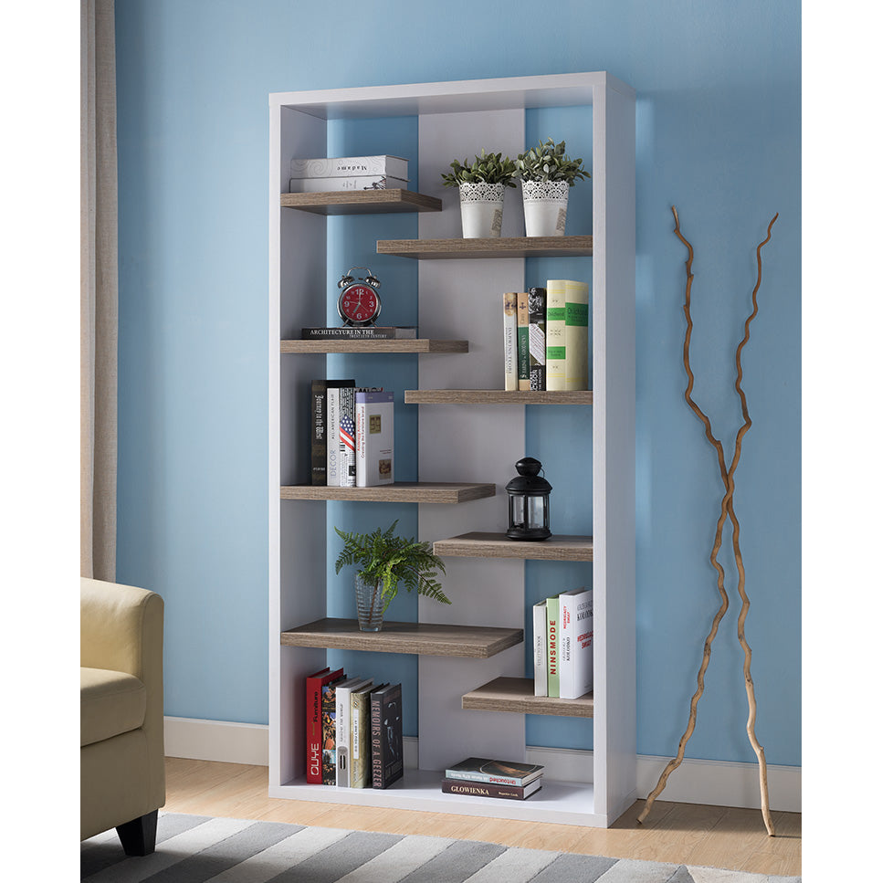 171922-3A  |	BOOKCASE - WHITE3 & DARK TAUPE