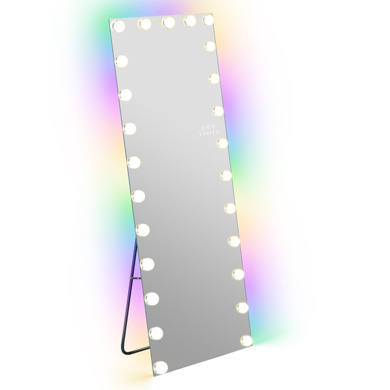 Hollywood Vanity Mirror - Full Length Vanity Mirror with 25 Dimmable LED Bulbs and RGB   VNT-18075-JMRGB-WHT