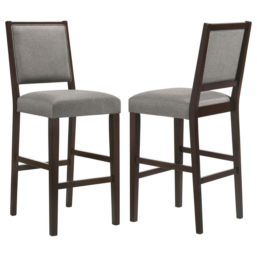 Bedford Upholstered Open Back Bar Stools with Footrest (Set of 2) Grey and Espresso - 183472
