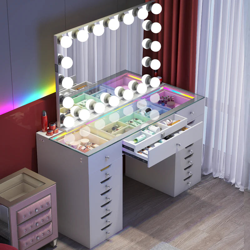 VANITII Lisa Vanity Desk Pro   VNT-Lisa-RGB01-WHT