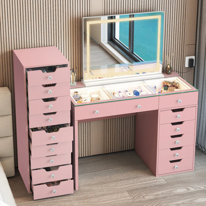 9-Drawer Makeup Vanity Storage Unit-Pink   VNT-9Drawer-PINK