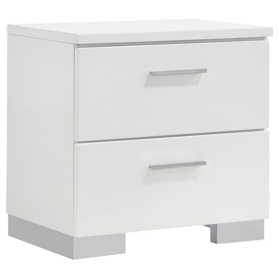 Felicity 2-drawer Nightstand Glossy White  - 203502-N