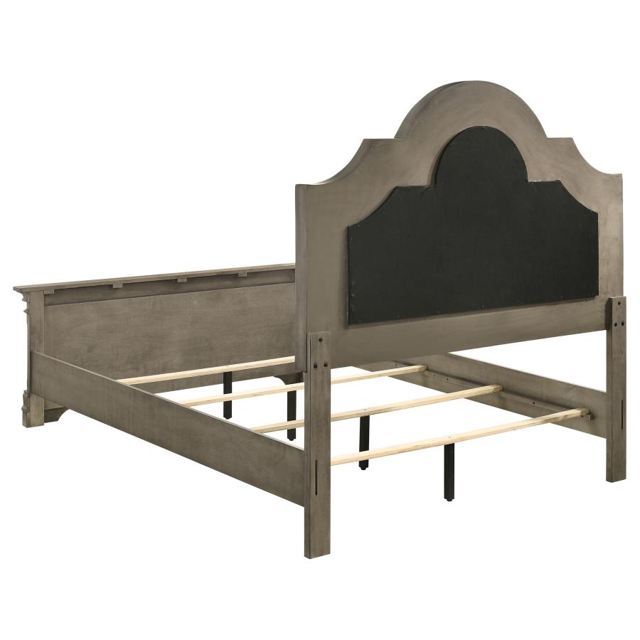 Manchester Bed With Upholstered Arched Headboard Beige And Wheat-222891