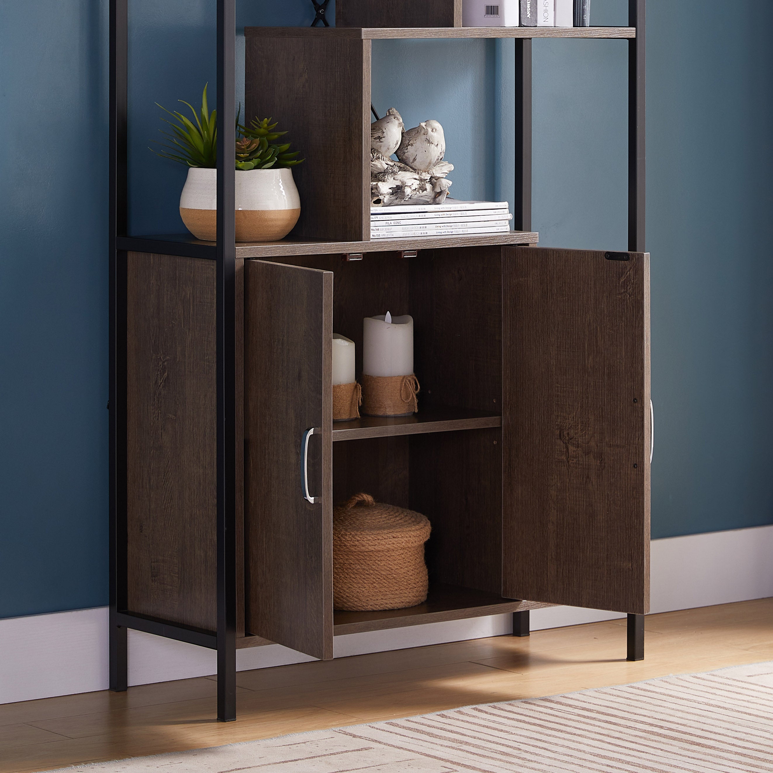 223084 | DISPLAY CABINET - WALNUT OAK &amp; BLACK