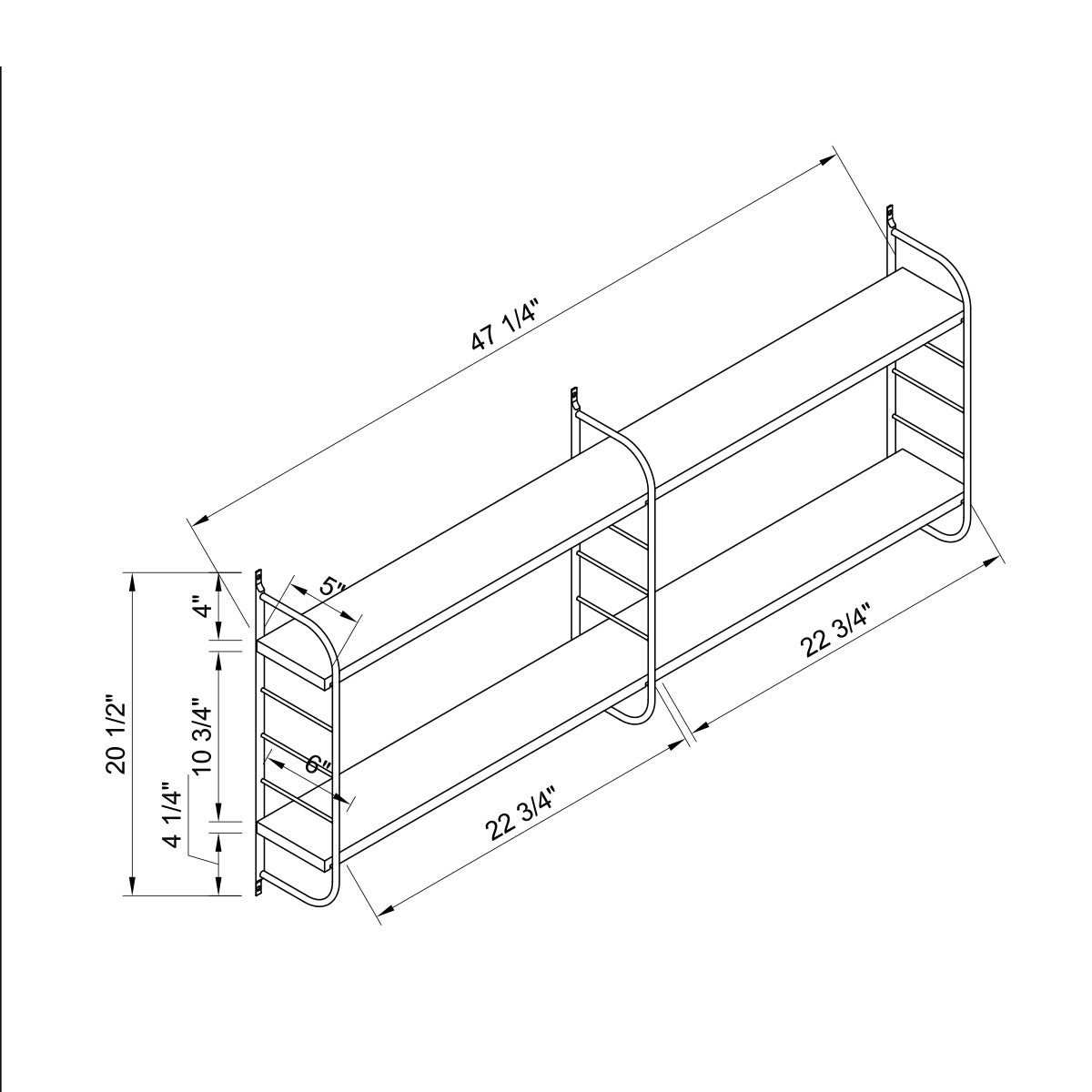 223100 | WALL MOUNT SHELVES - WHITE3 &amp; BLACK