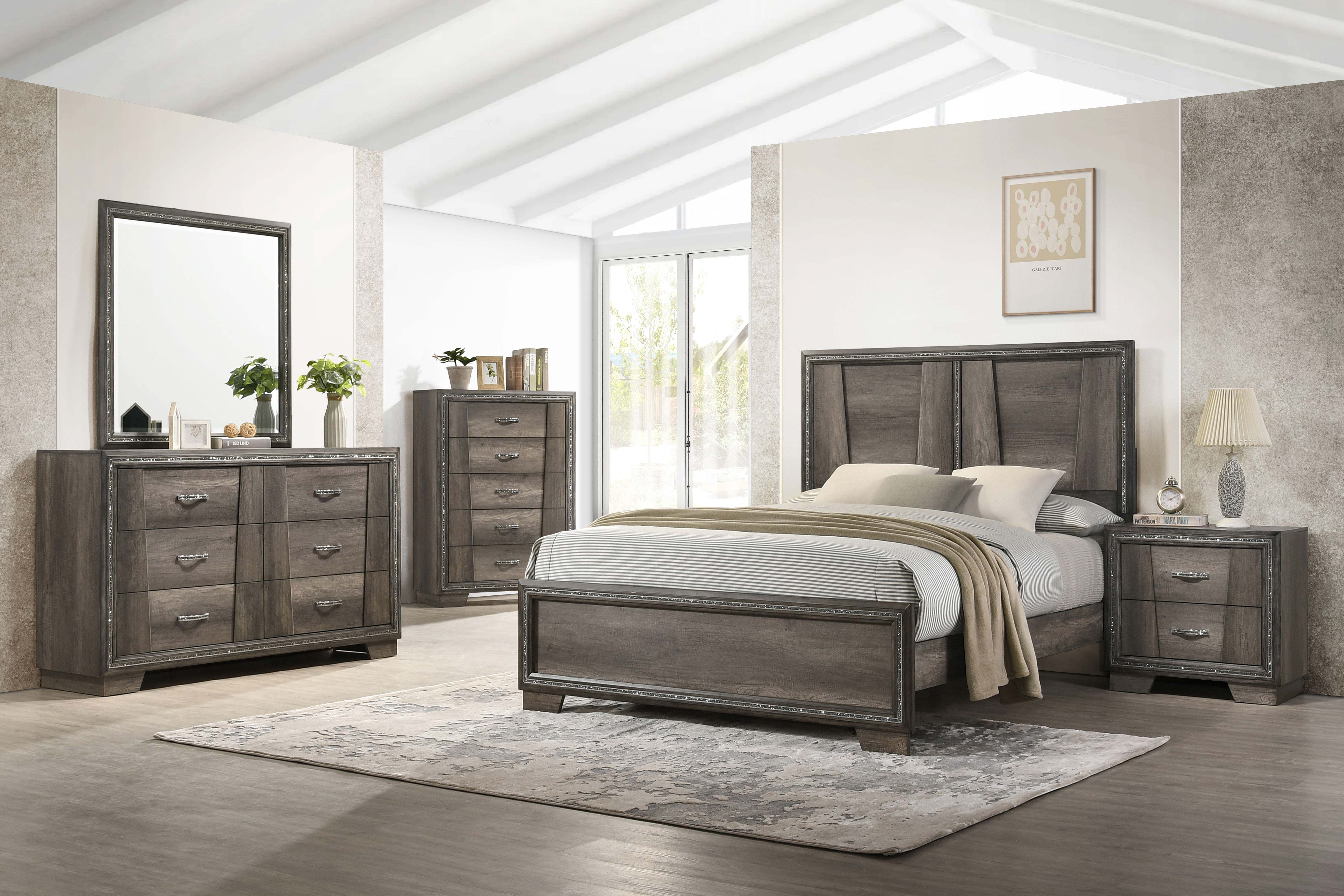 Janine 5-Piece Eastern King Bedroom Set Grey-223551KE-S5