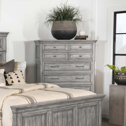 Avenue 4-Piece California King Panel Bedroom Set Grey- 224031KW-S4