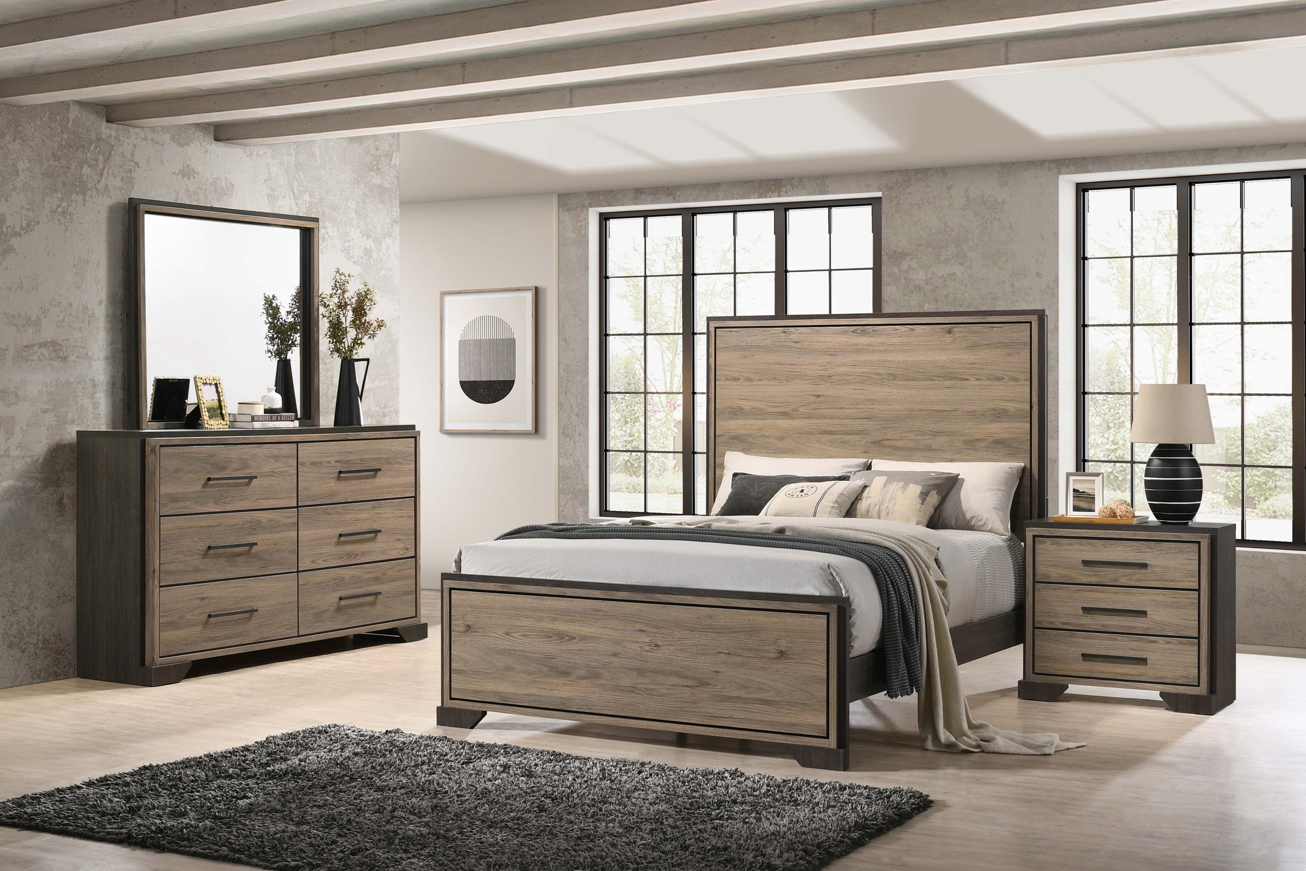 Baker 4-Piece California King Bedroom Set Brown And Light Taupe-224461KW-S4