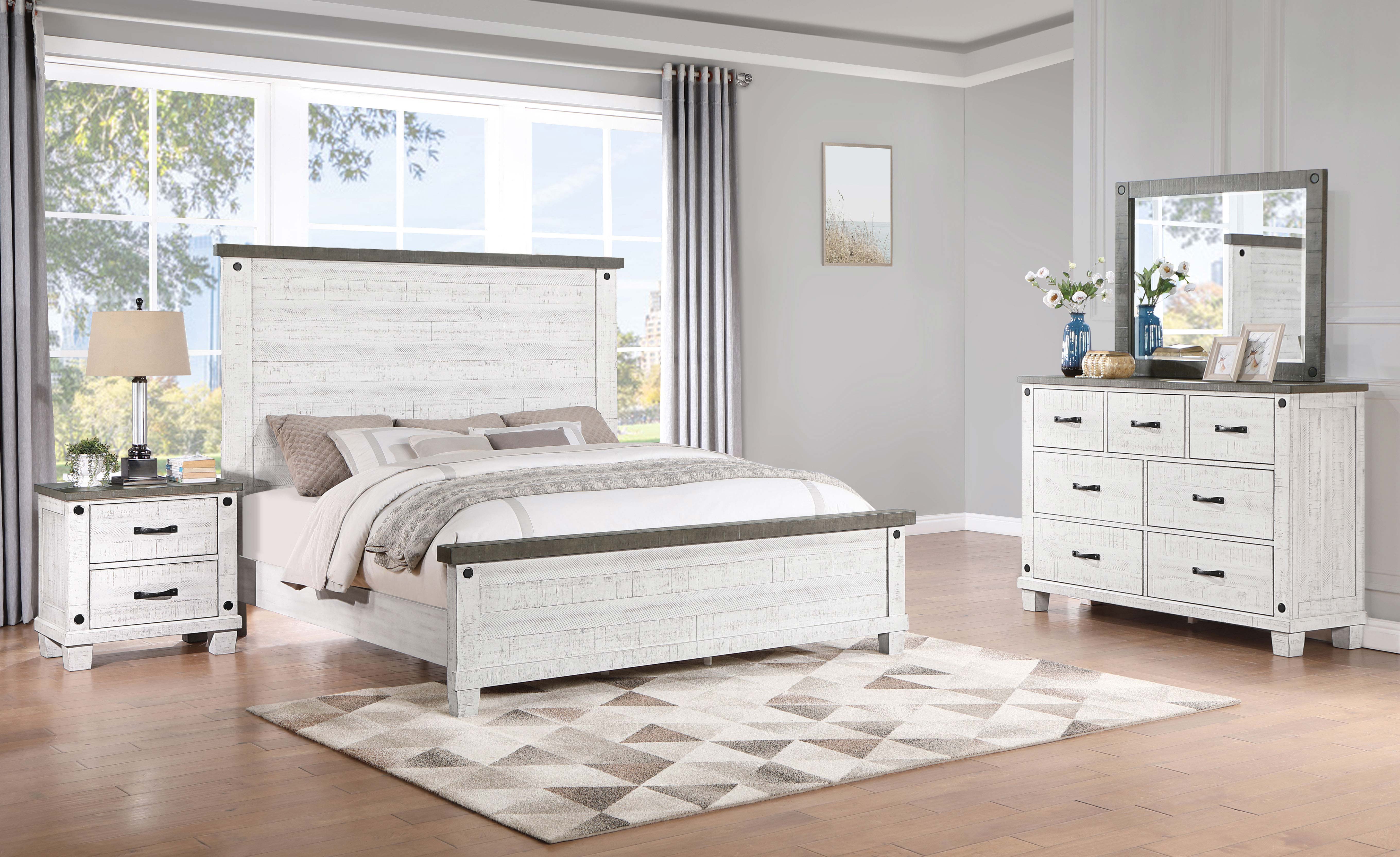 Lilith 4-Piece Bedroom Set Distressed White - 224471 - S4