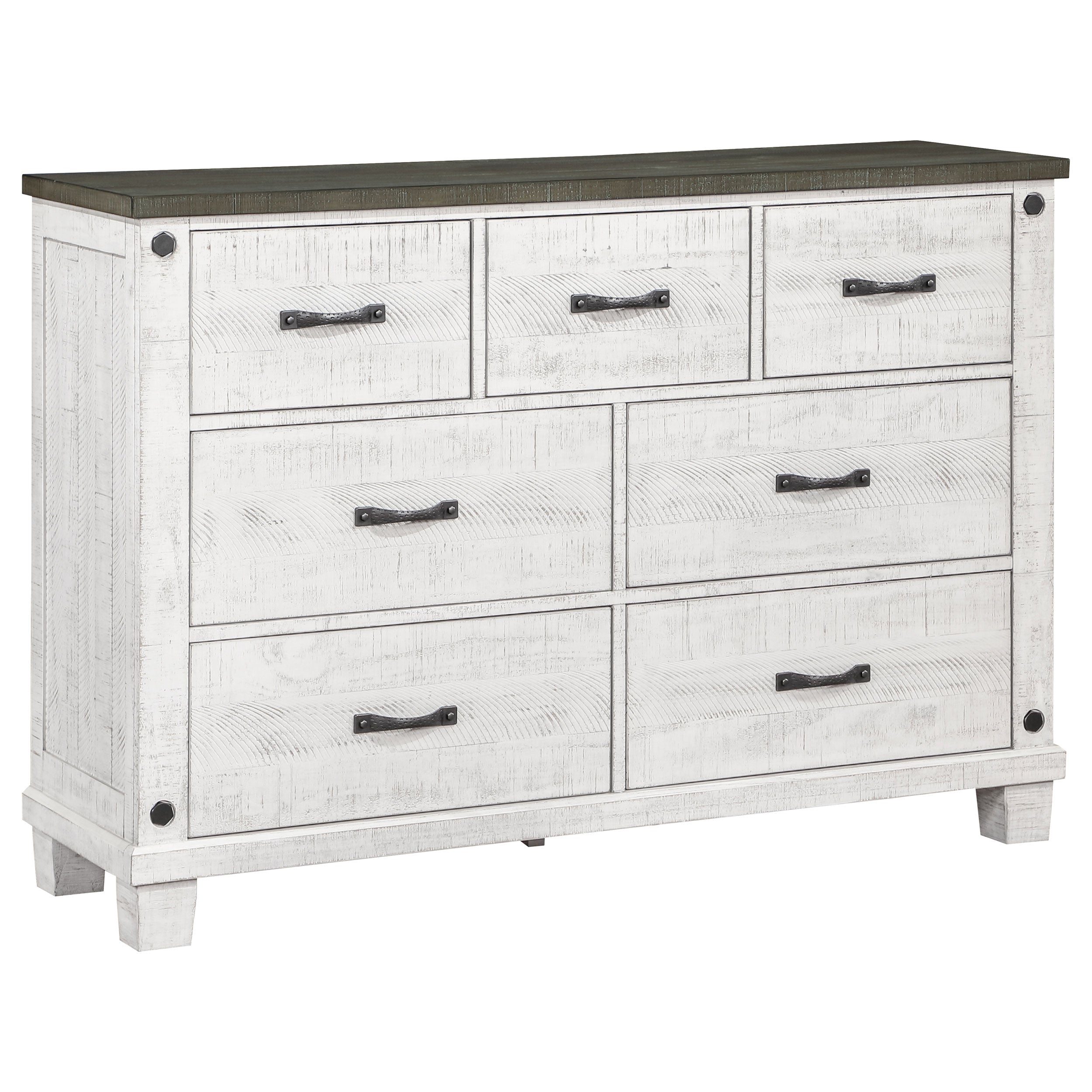 Lilith 5-Piece Bedroom Set Distressed White - 224471-S5