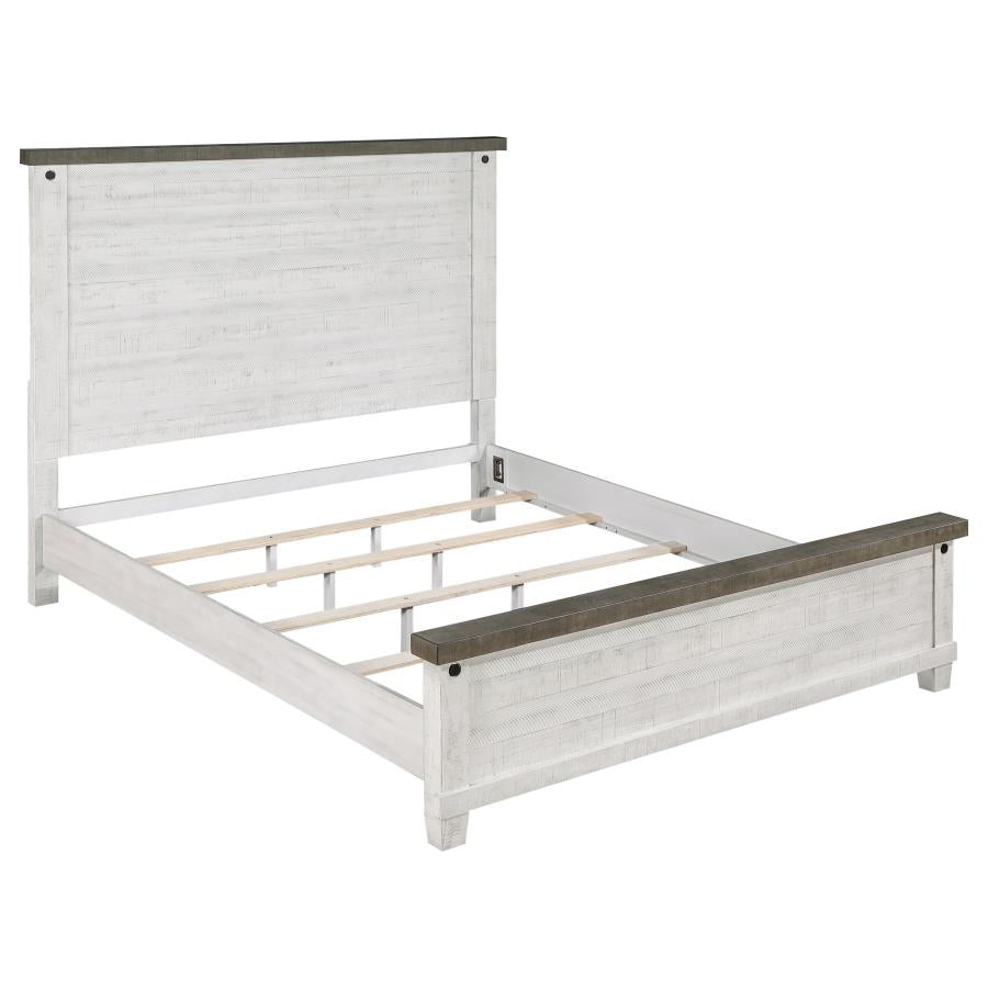 Lilith Panel Bed Distressed Grey and White