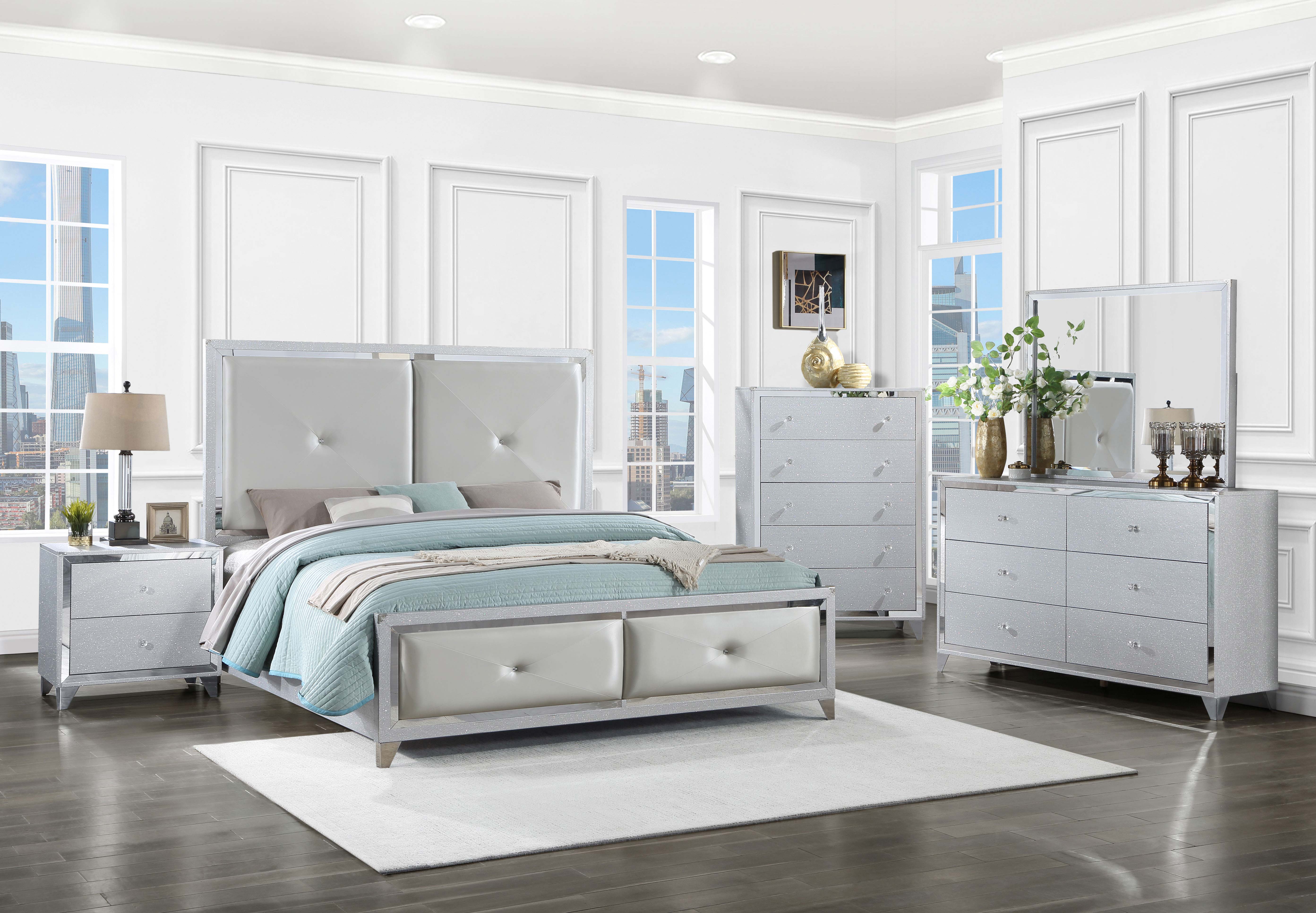 Larue 5-piece California King Bedroom Set Silver  224491KW-S5