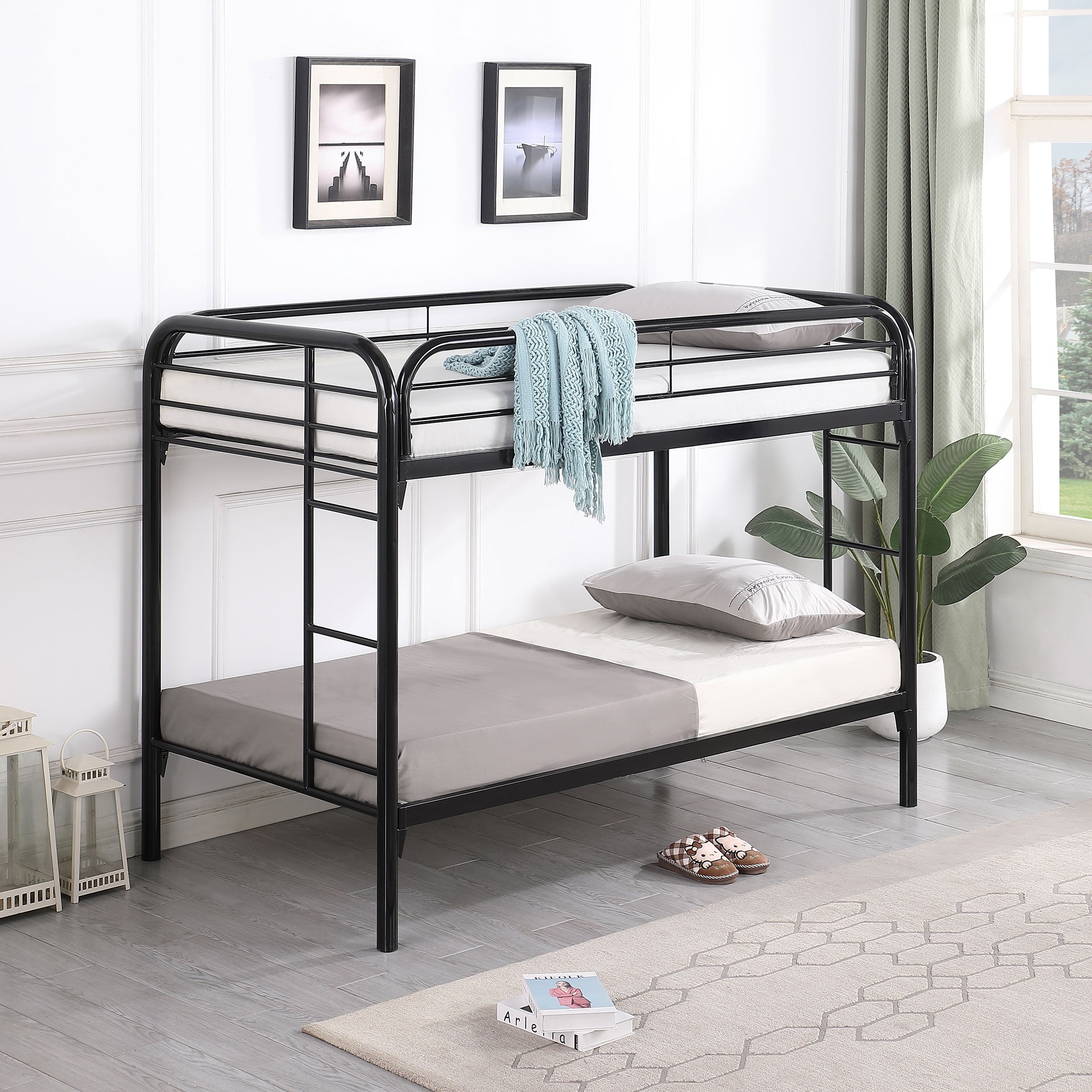 Morgan Metal Twin Over Twin Bunk Bed Black-2256K