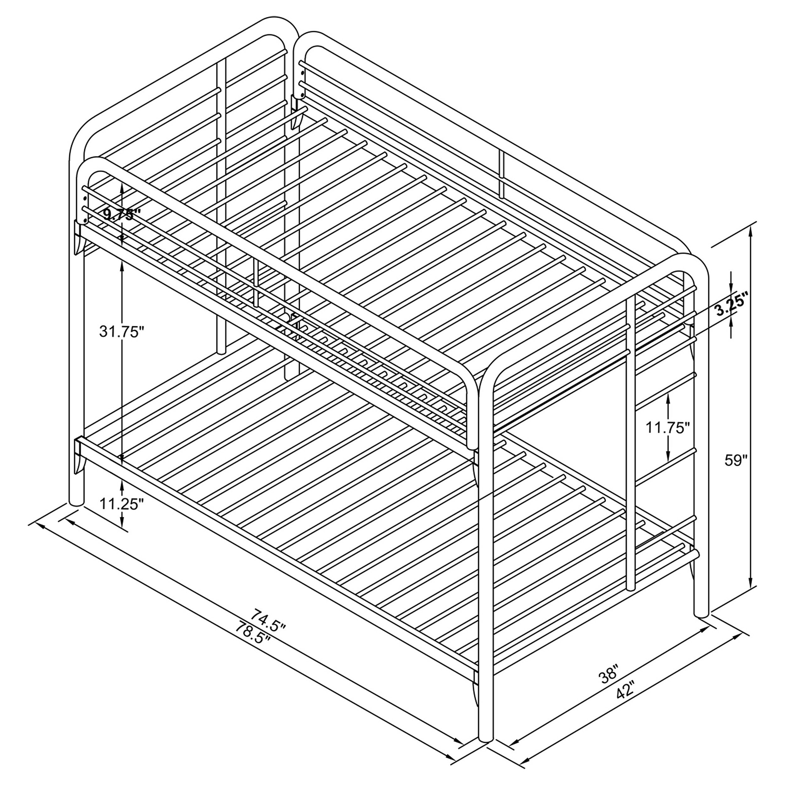 Morgan Metal Twin Over Twin Bunk Bed Black-2256K