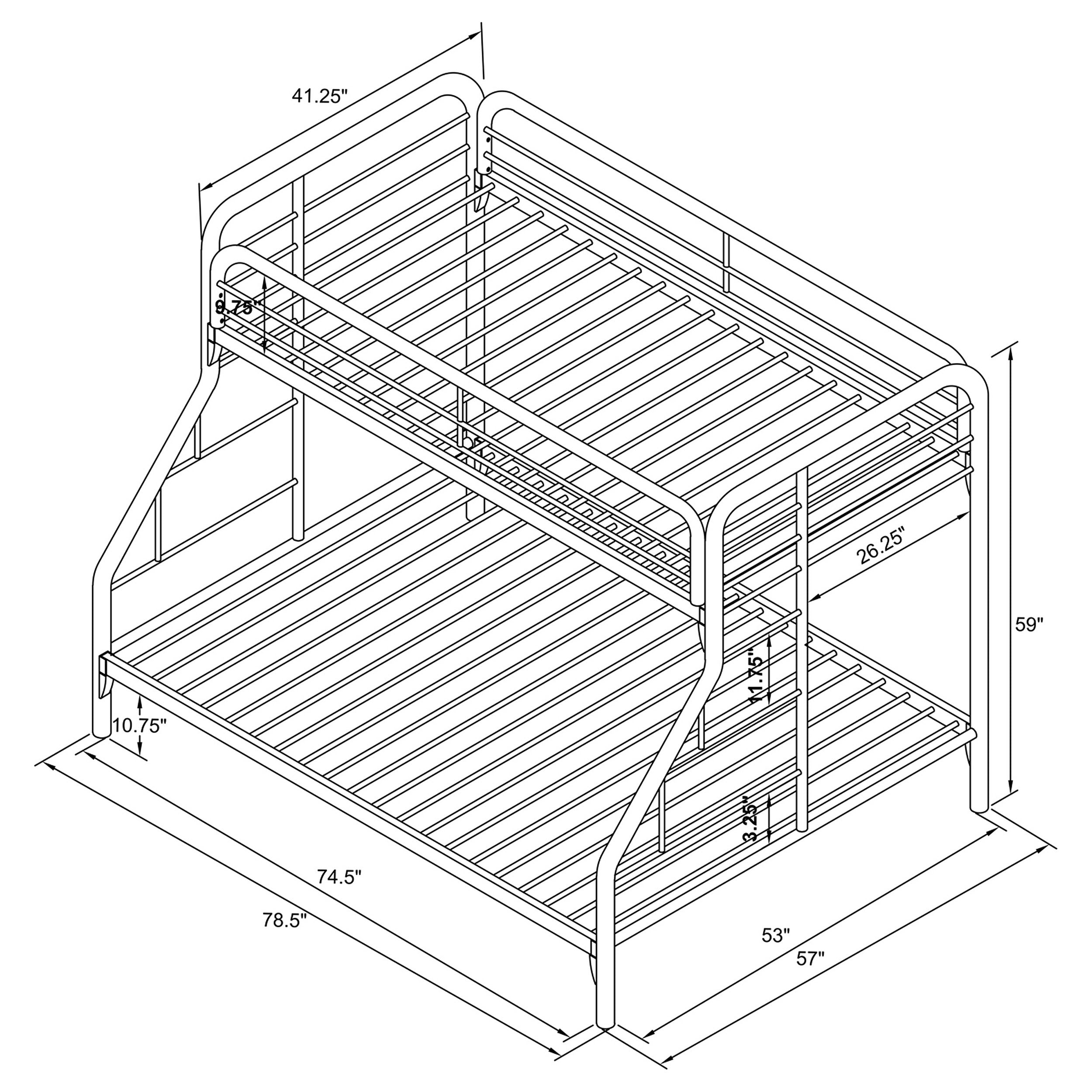 Morgan Metal Twin Over Full Bunk Bed Black-2258K