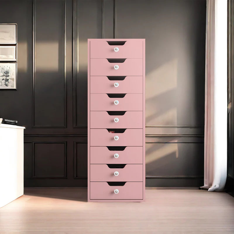 9-Drawer Makeup Vanity Storage Unit-Pink   VNT-9Drawer-PINK