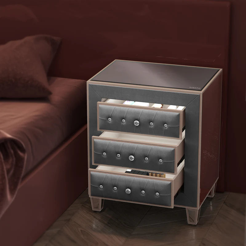 Velvet bedside table-grey