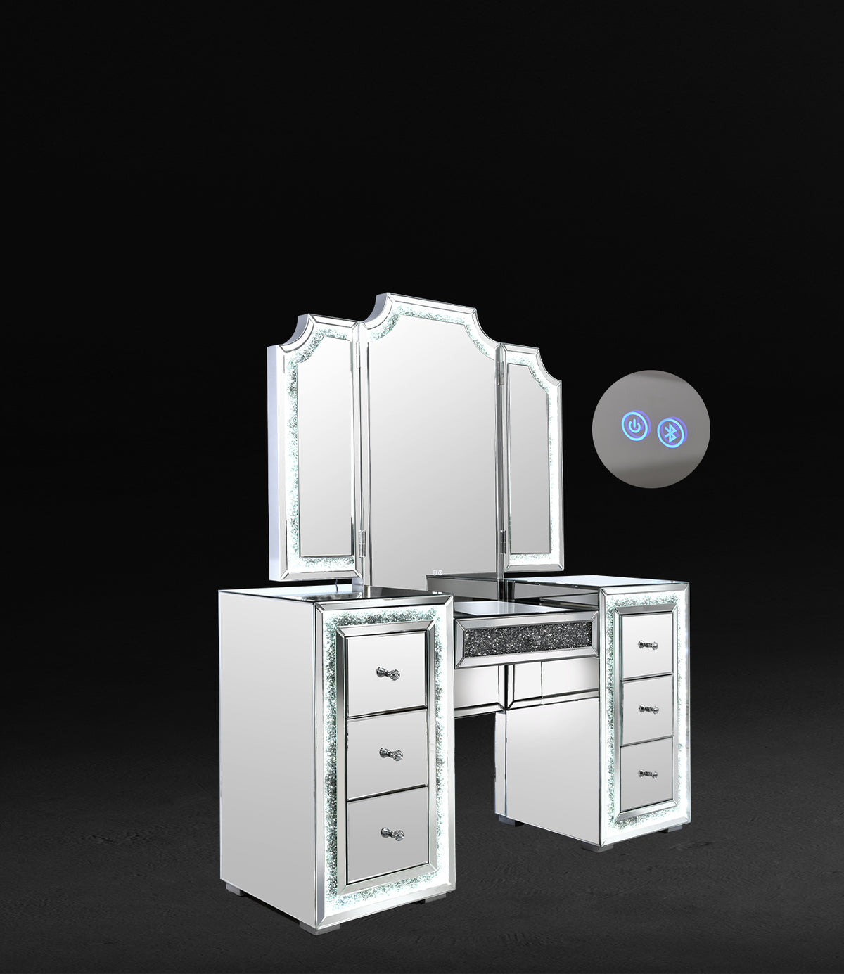 VANITII Mirrored Vanity With LED Lights   X-C-MIR-TAB-LED-03-01~04